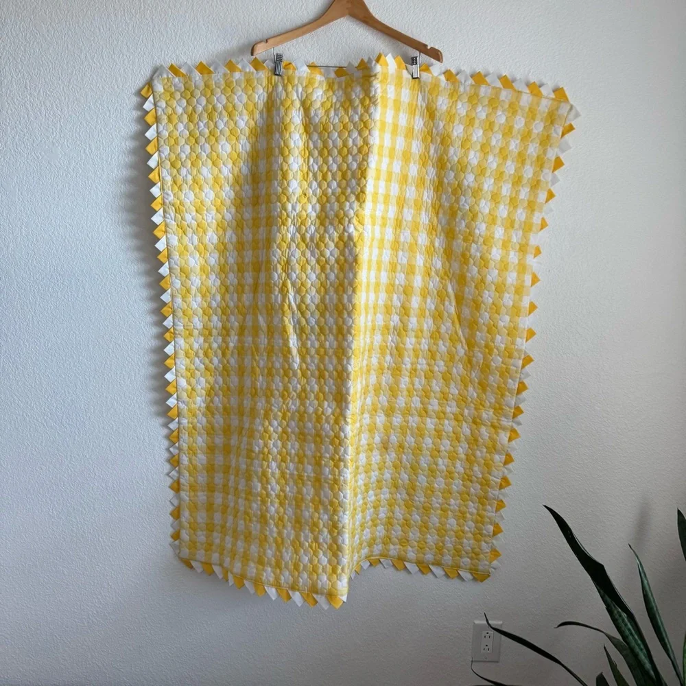 Vintage Hand Stitched Embroidered Aplique Baby Quilt Unisex